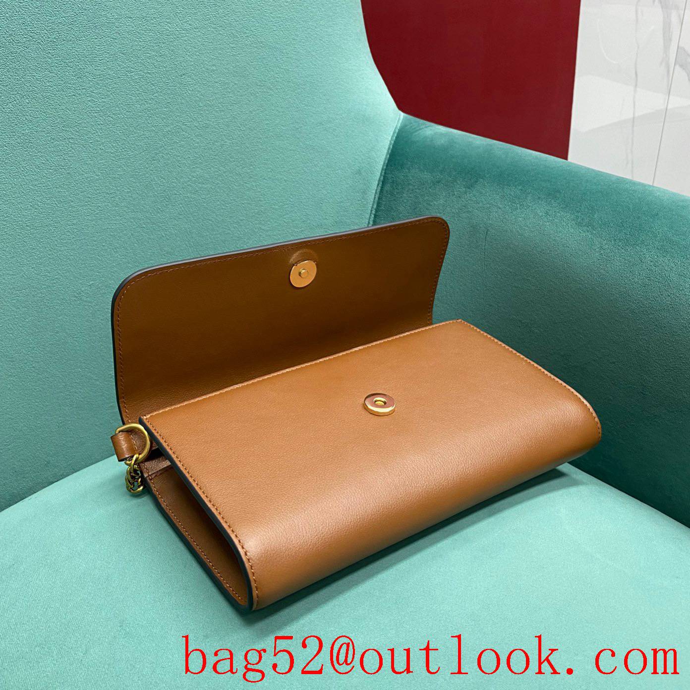 Gucci leather Bamboo chain brown shoulder handbag