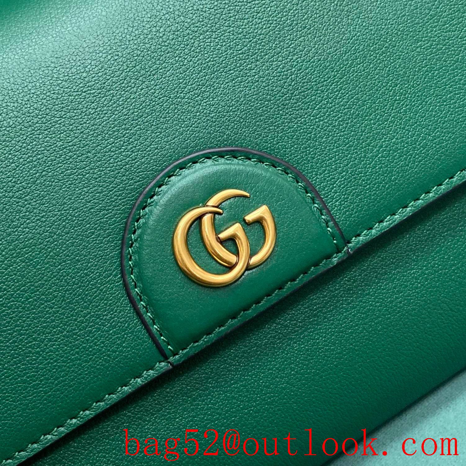 Gucci leather Bamboo chain green shoulder handbag