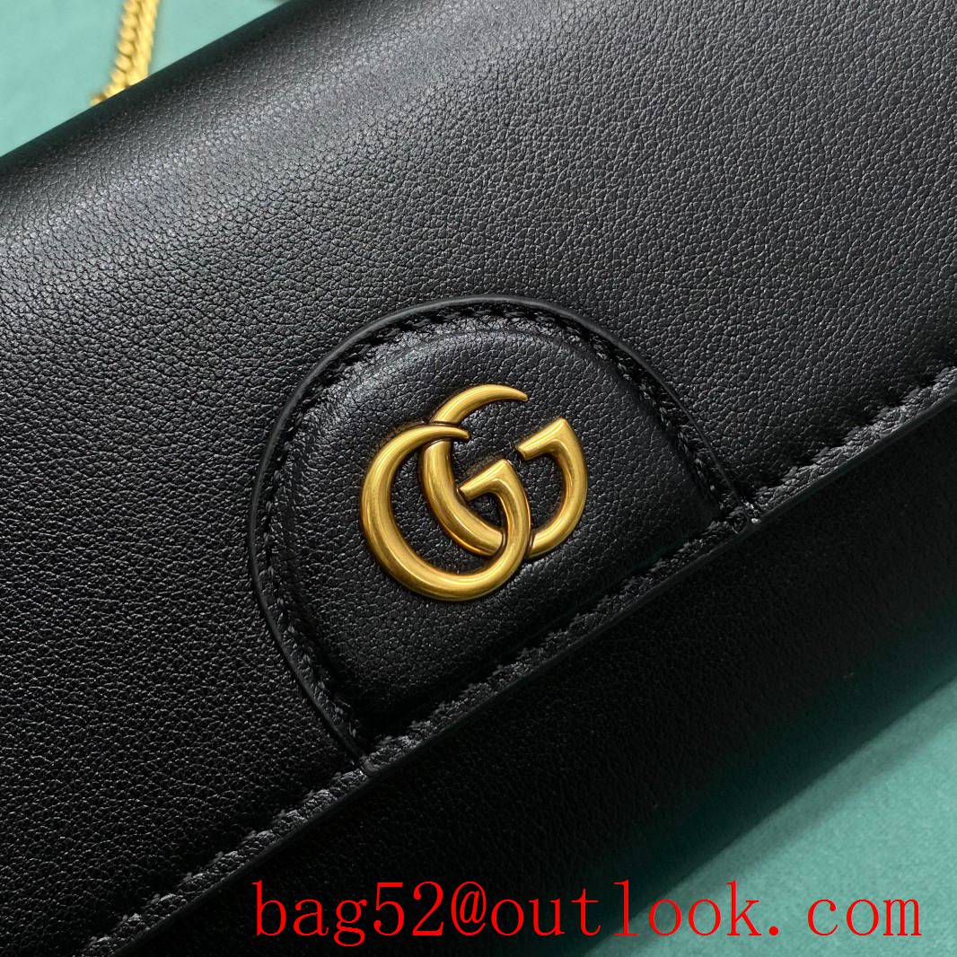 Gucci black Bamboo goldchain women's handbag