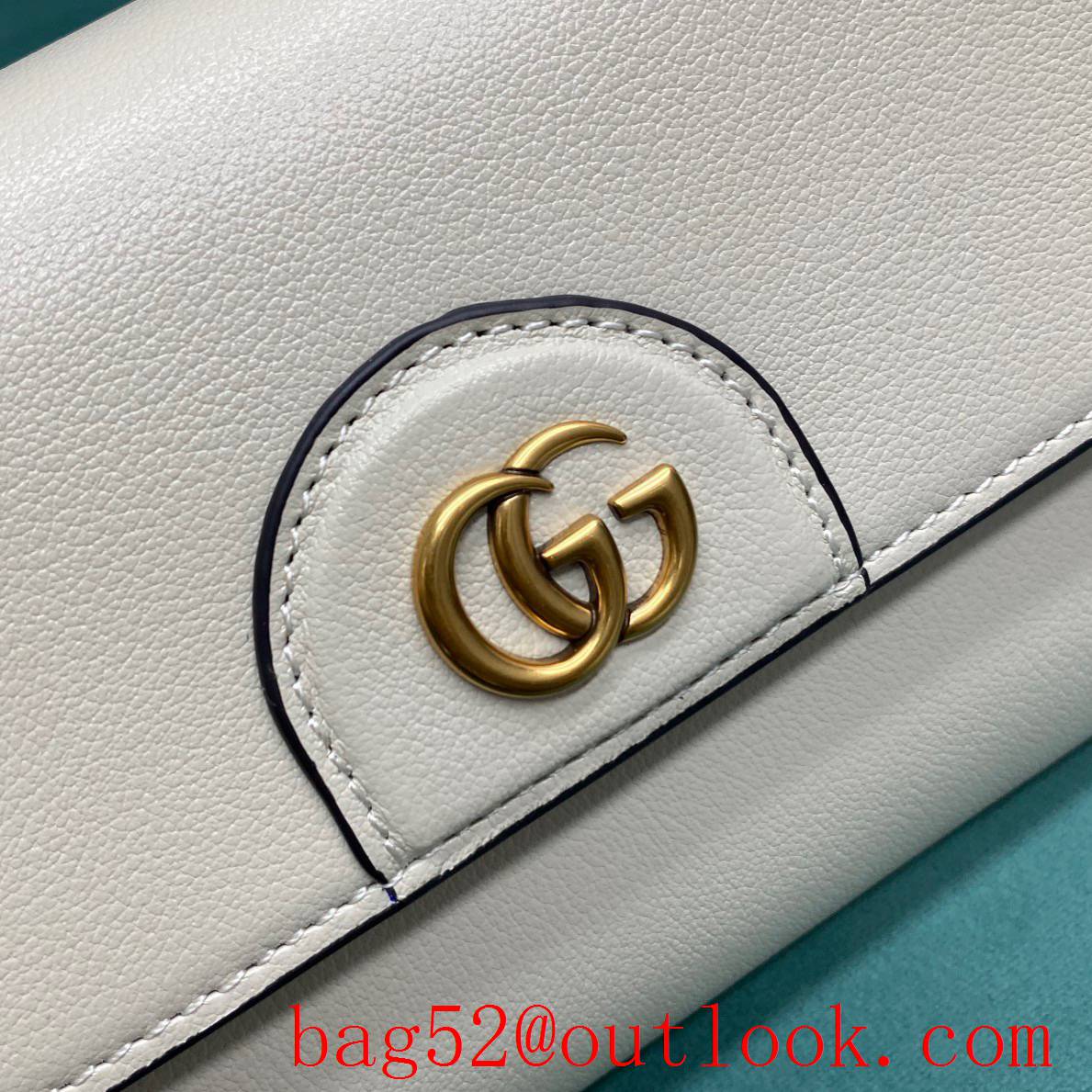 Gucci Bamboo goldchain women's white crossbody handbag