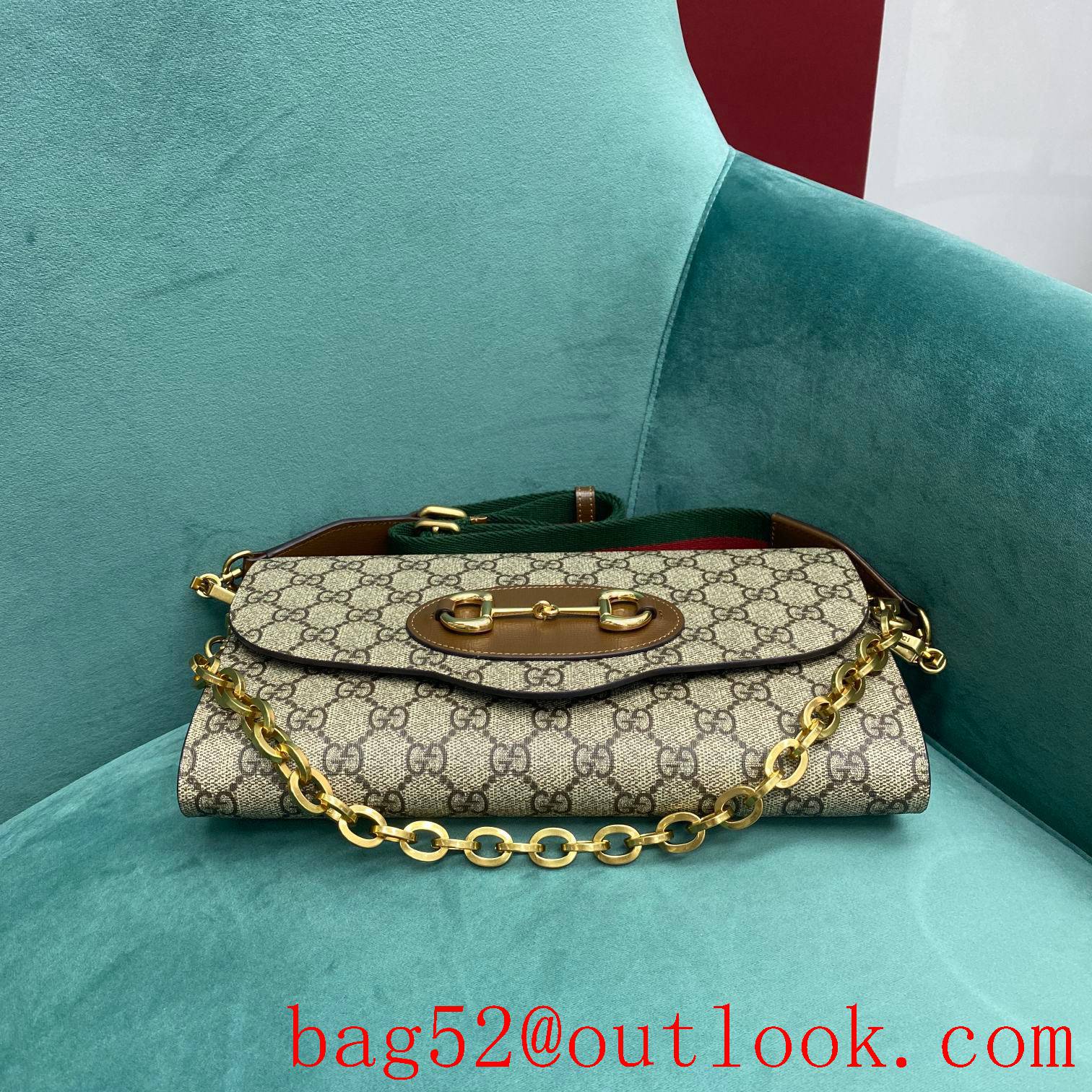 Gucci 1955 Envelope light brown with gold chain underarm handbag