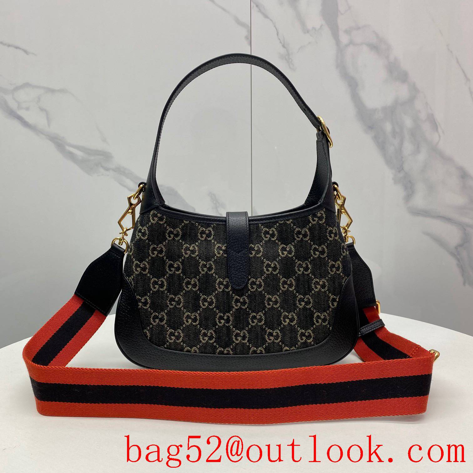 Gucci large space Black Denim width shoulder strap women's handbag