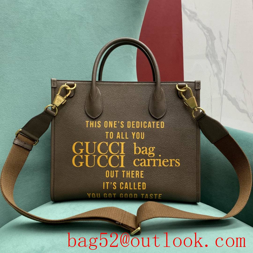 Gucci full logo large tote letter brown women's handbag