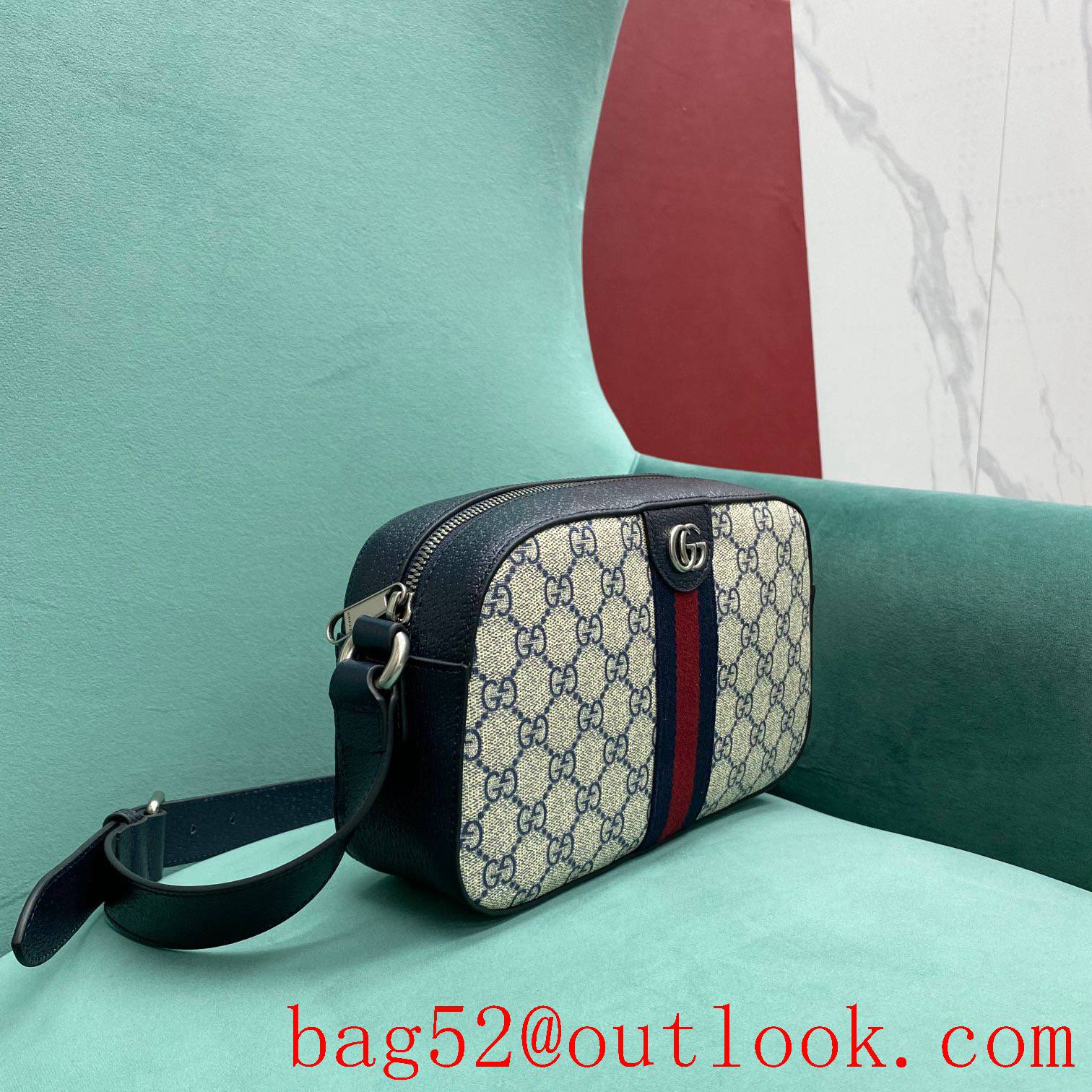 Gucci original camera navy blue double G fabric crossbody handbag