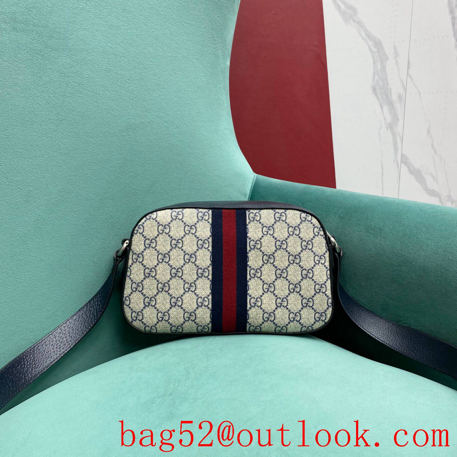 Gucci original camera navy blue double G fabric crossbody handbag