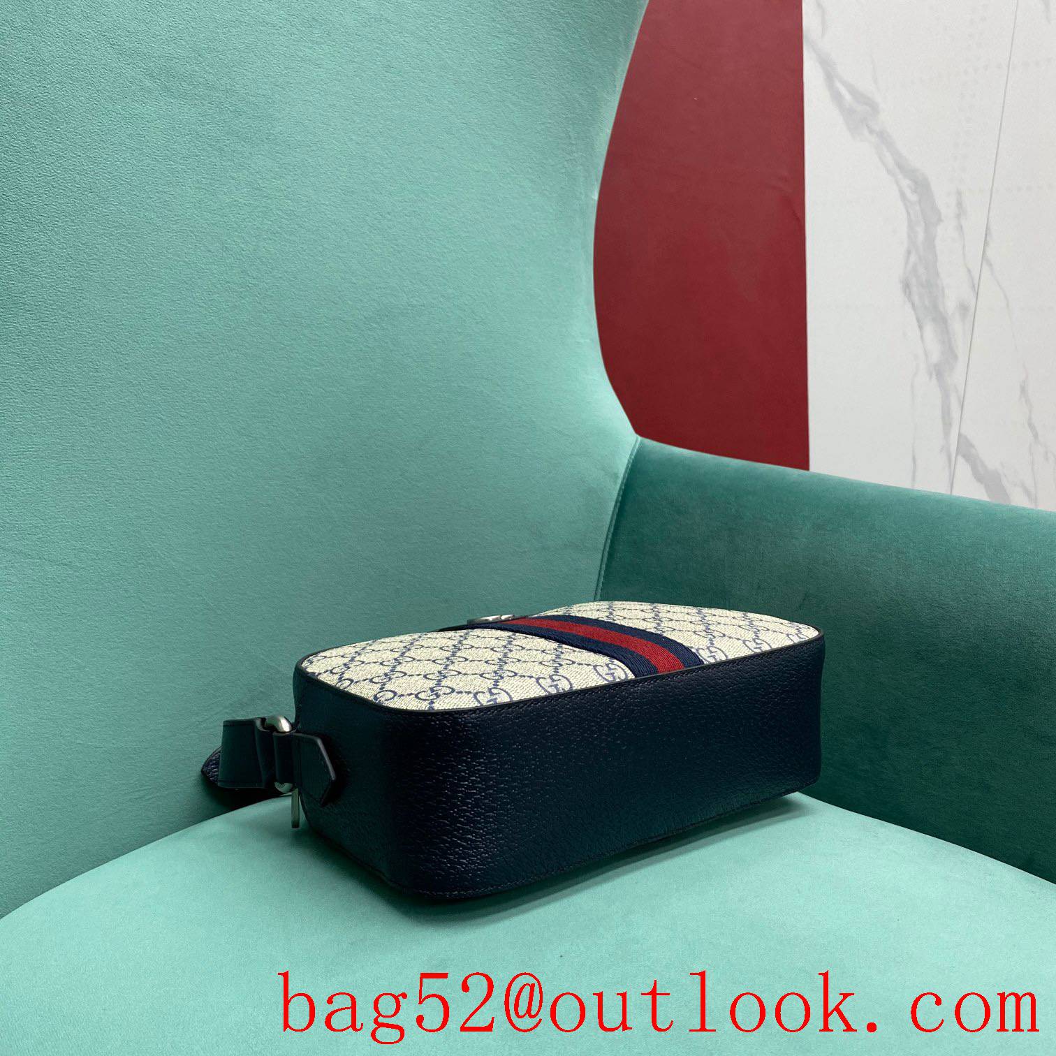 Gucci original camera navy blue double G fabric crossbody handbag