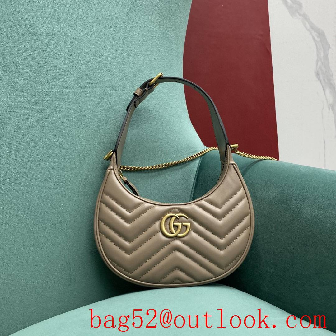 Gucci GG Marmont underarm apricot half-moon handbag