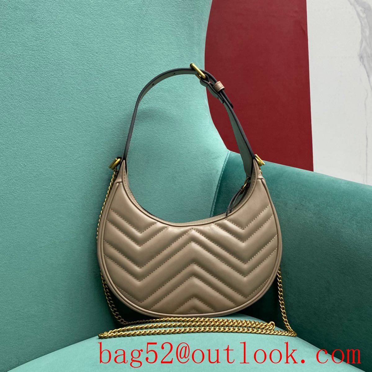 Gucci GG Marmont underarm brown half-moon handbag