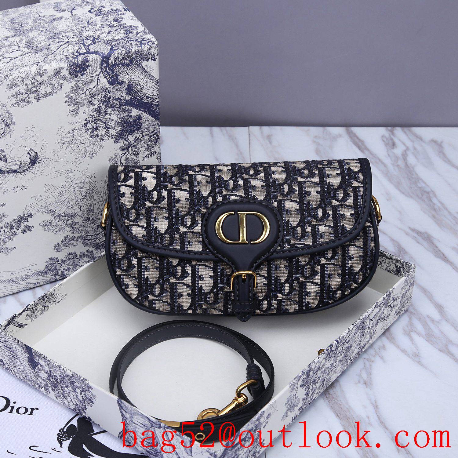 Dior Calfskin wear-resistant medium bobby full logo underarm shoulder crossbody bag