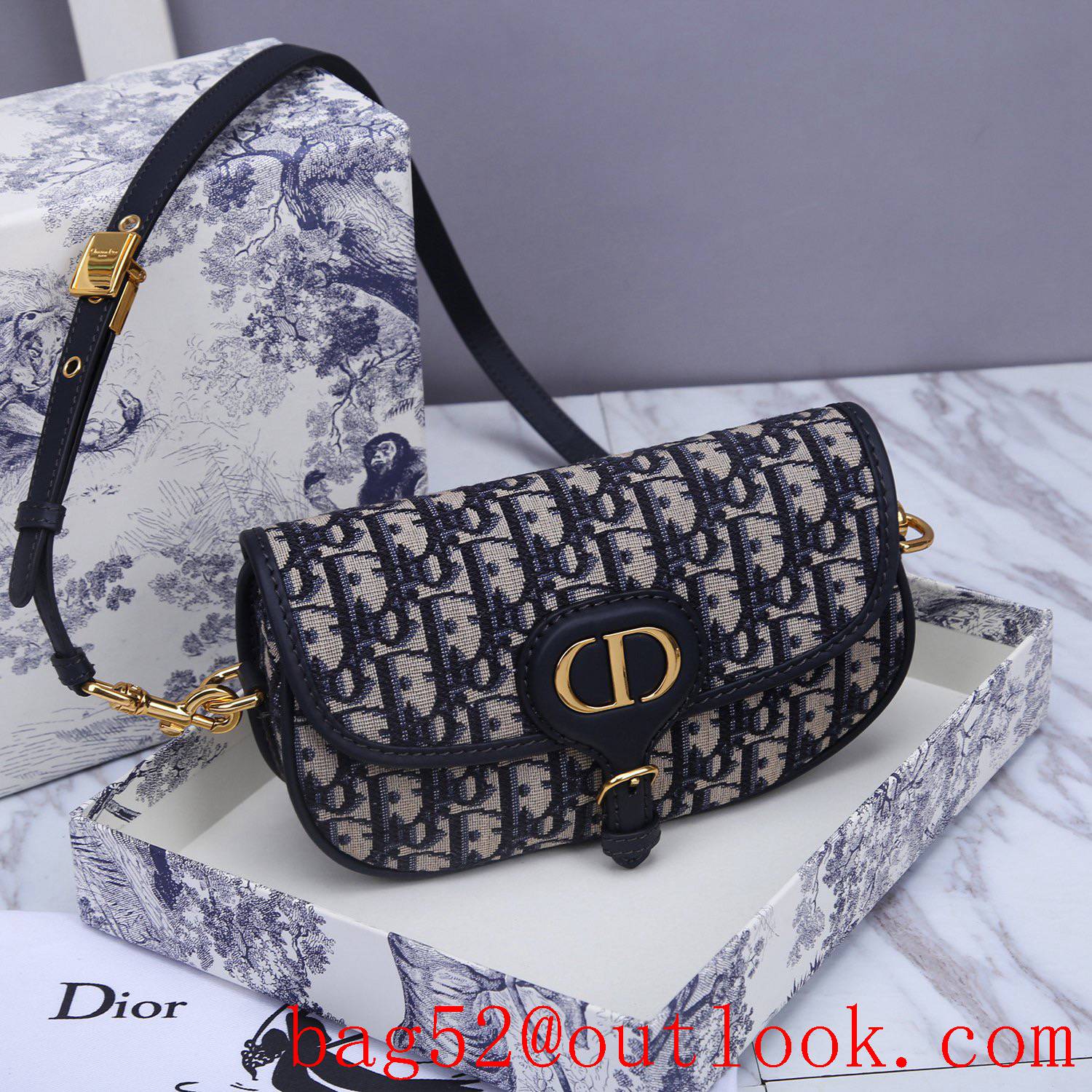 Dior Calfskin wear-resistant medium bobby full logo underarm shoulder crossbody bag