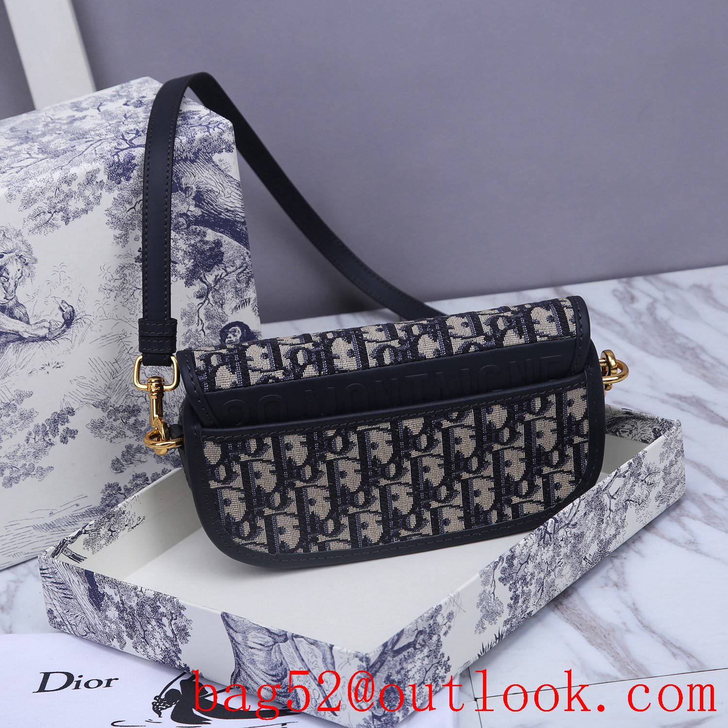 Dior Calfskin wear-resistant medium bobby full logo underarm shoulder crossbody bag