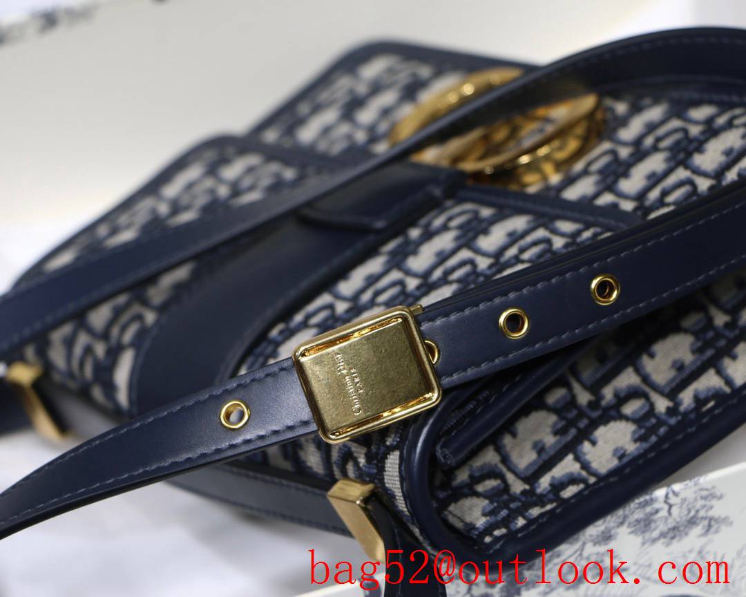 Dior 30montaigne full logo shoulder strap crossbody dark blue medium bag