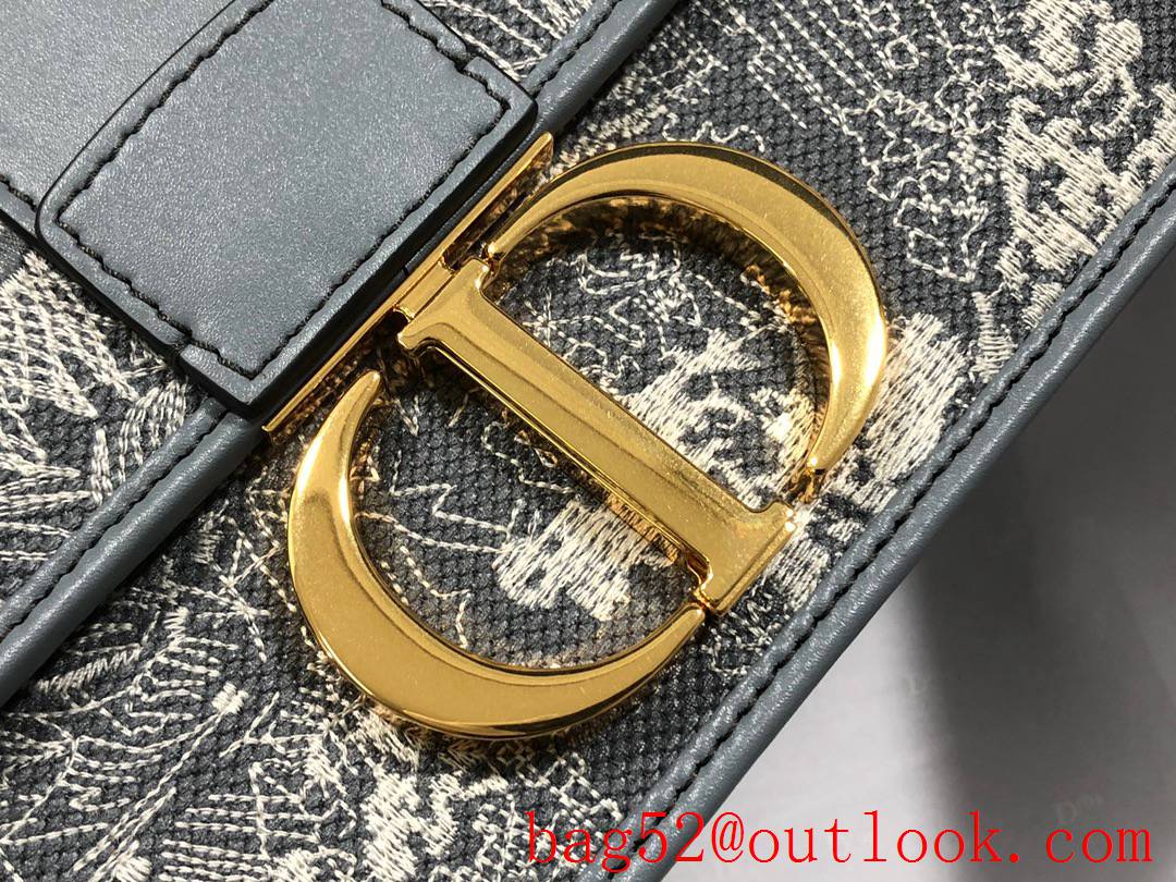 Dior 30 Montaigne embroidered tiger grey Inverted effect Metal 'CD' clasp with antique gold finish shoulder bag