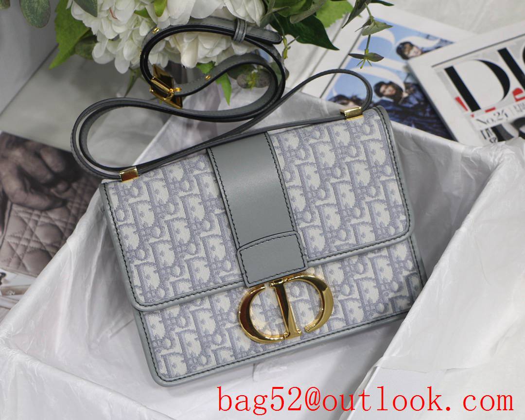 Dior 30montaigne full logo shoulder strap crossbody light blue medium bag