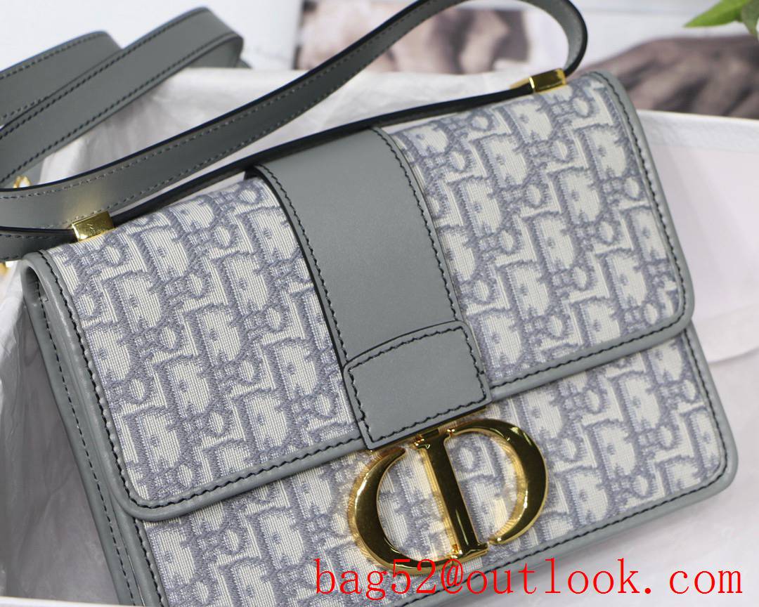 Dior 30montaigne full logo shoulder strap crossbody light blue medium bag