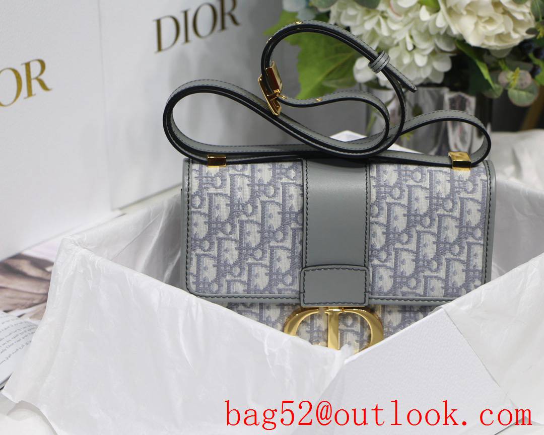 Dior 30montaigne full logo shoulder strap crossbody light blue medium bag