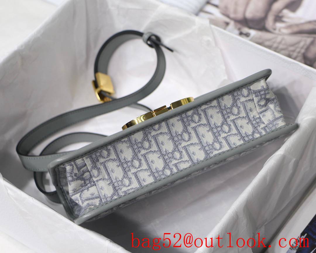 Dior 30montaigne full logo shoulder strap crossbody light blue medium bag