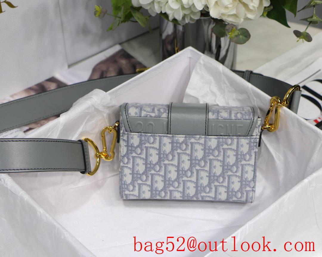 Dior 30montaigne full logo shoulder strap crossbody light blue medium bag