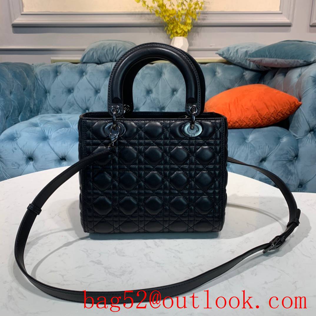 Dior Lamb Leather Cannage Stitch black tote ABC shoulder handbag bag