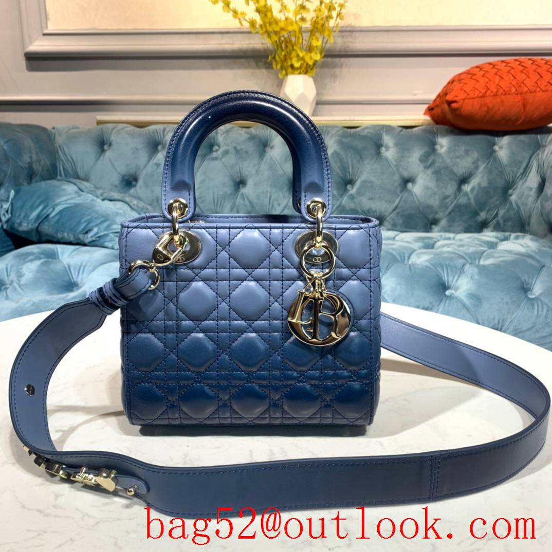 Dior fairy-like gradient blue shoulder crossbody Lamb Leather Cannage handbag