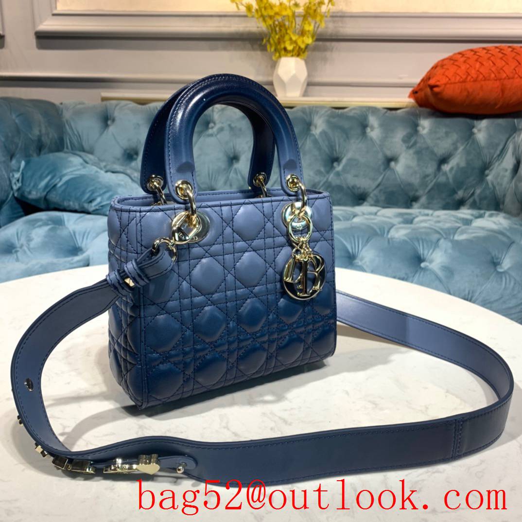 Dior fairy-like gradient blue shoulder crossbody Lamb Leather Cannage handbag