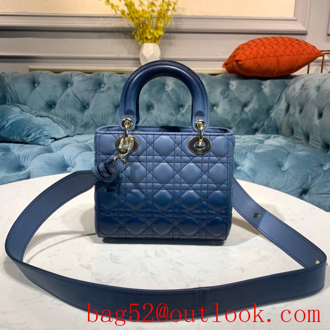 Dior fairy-like gradient blue shoulder crossbody Lamb Leather Cannage handbag