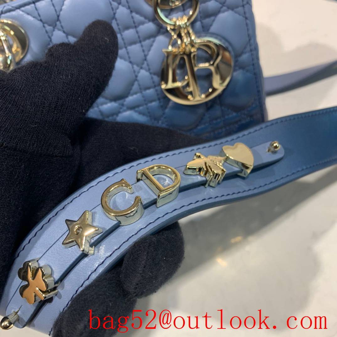 Dior fairy-like gradient blue shoulder crossbody Lamb Leather Cannage handbag