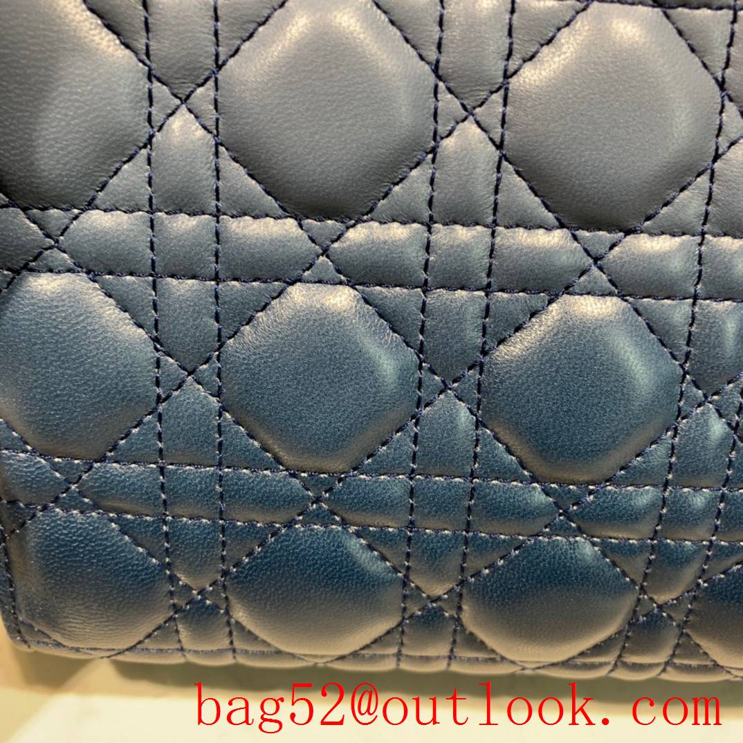 Dior fairy-like gradient blue shoulder crossbody Lamb Leather Cannage handbag