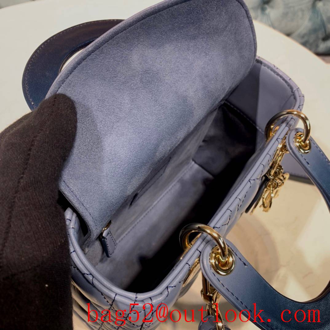 Dior fairy-like gradient blue shoulder crossbody Lamb Leather Cannage handbag