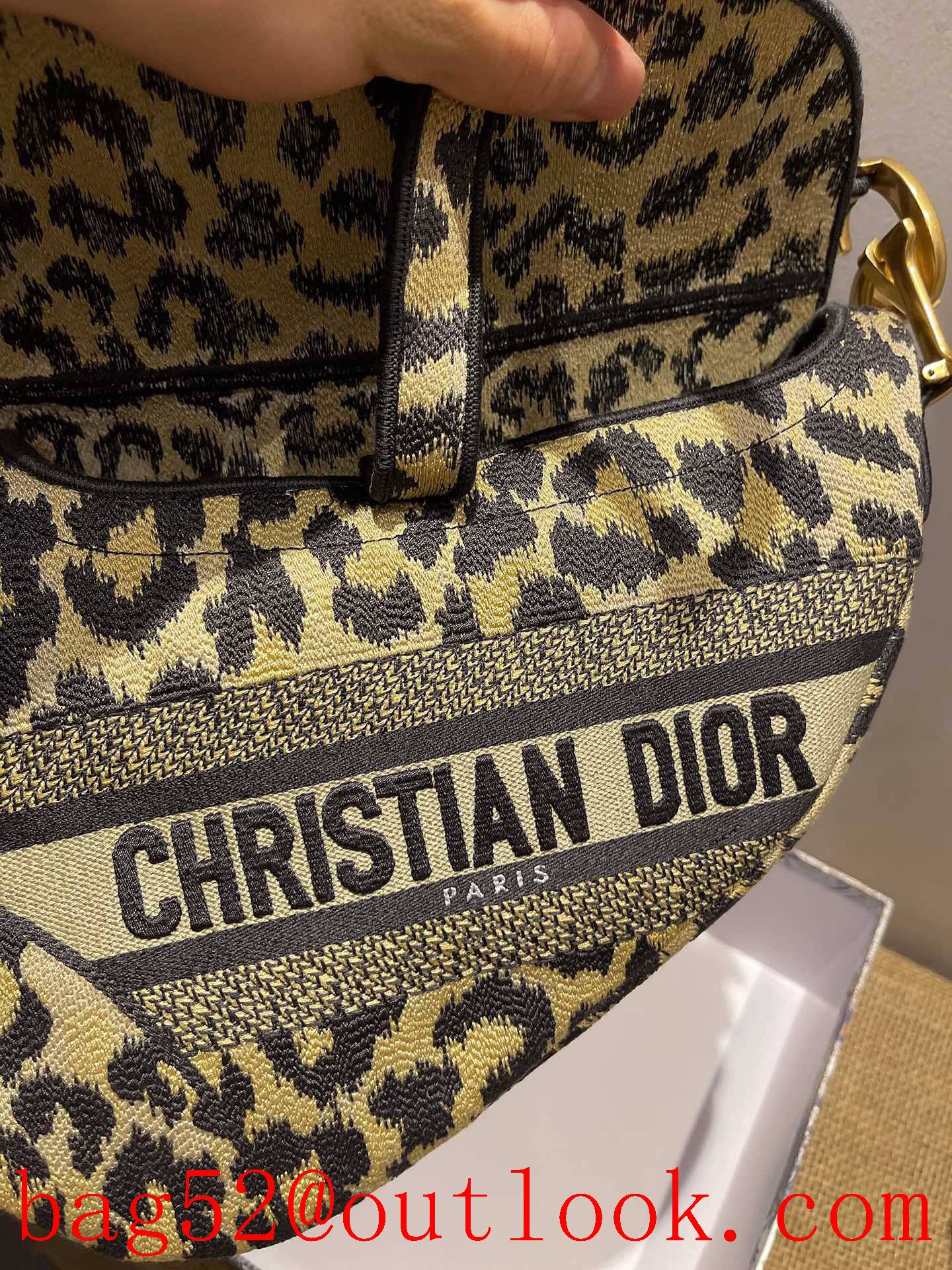 Dior medium leopardprint Anti-IT saddle leather shoulder crossbody handbag bag