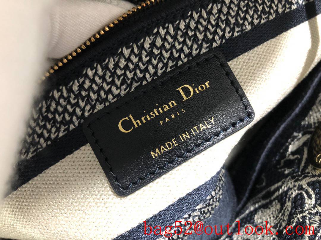 Dior Lady D-Lite five-pattern embroidered tiger blue features Blue Reverse Joie Print tote bag