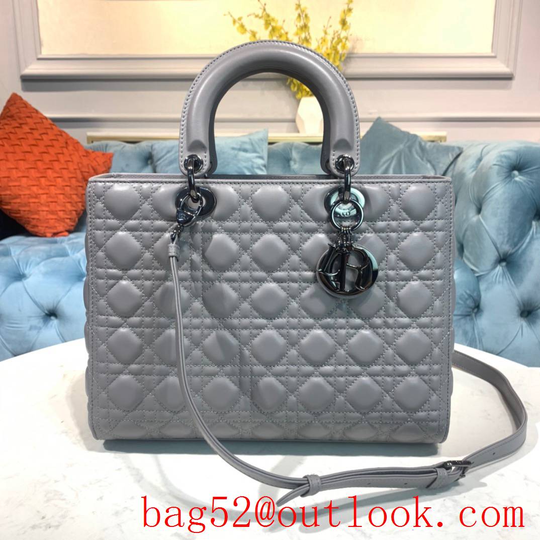 Dior lambskin beautiful elegant intellectual elephant grey medium tote lady handbag