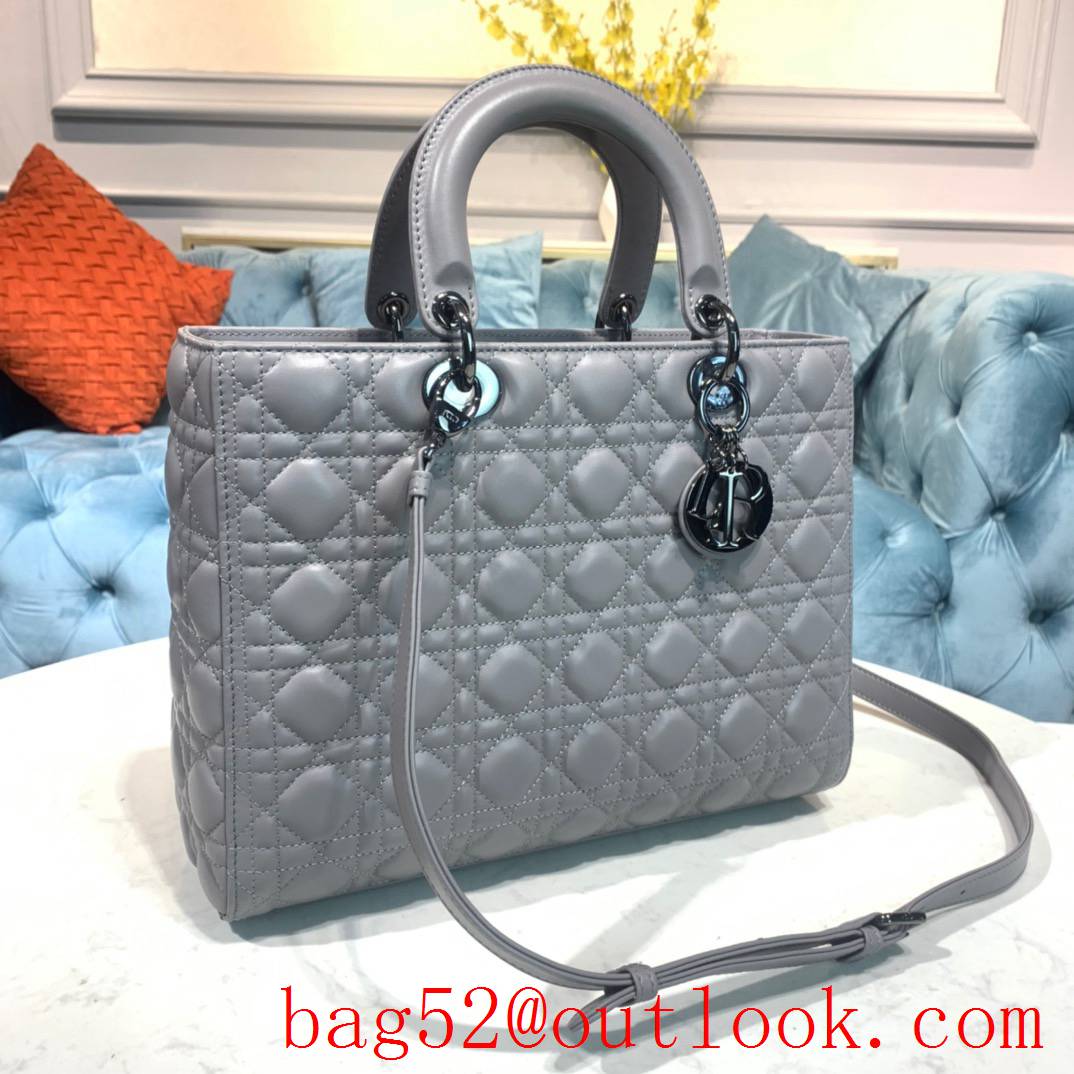 Dior lambskin beautiful elegant intellectual elephant grey medium tote lady handbag