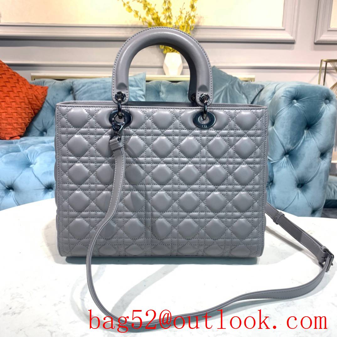 Dior lambskin beautiful elegant intellectual elephant grey medium tote lady handbag