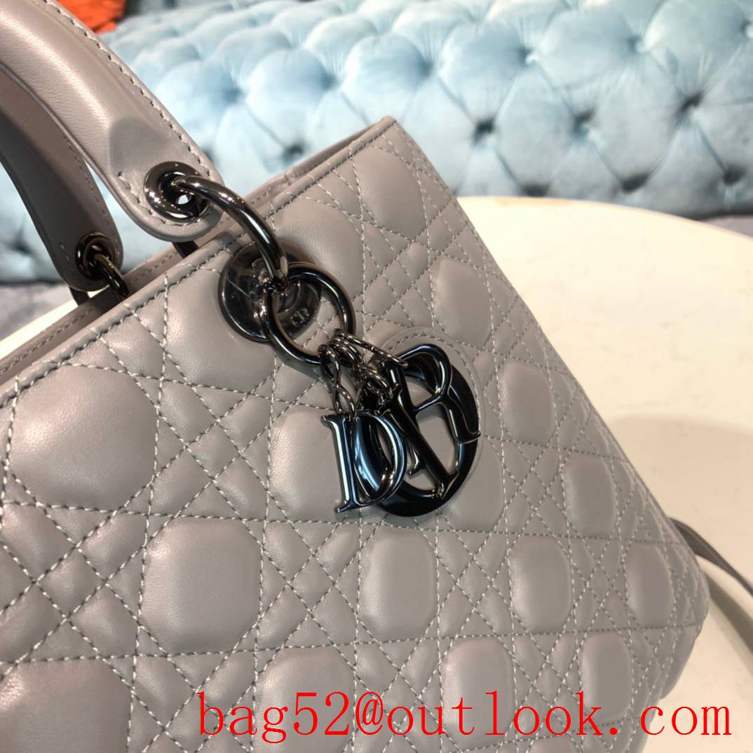 Dior lambskin beautiful elegant intellectual elephant grey medium tote lady handbag