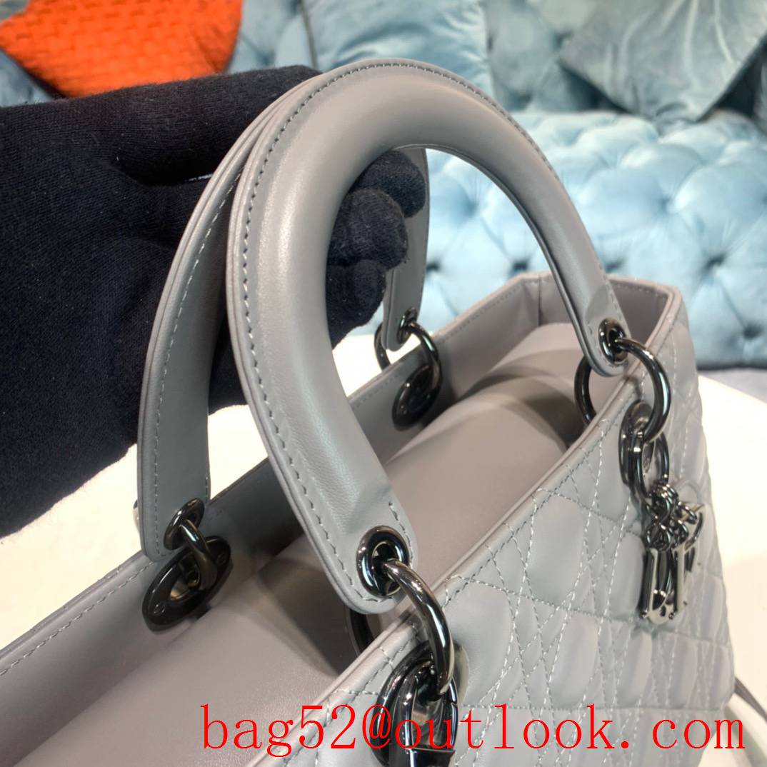 Dior lambskin beautiful elegant intellectual elephant grey medium tote lady handbag