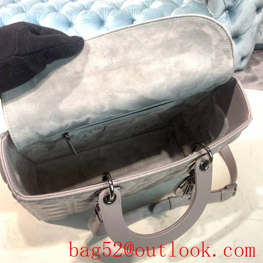 Dior lambskin beautiful elegant intellectual elephant grey medium tote lady handbag