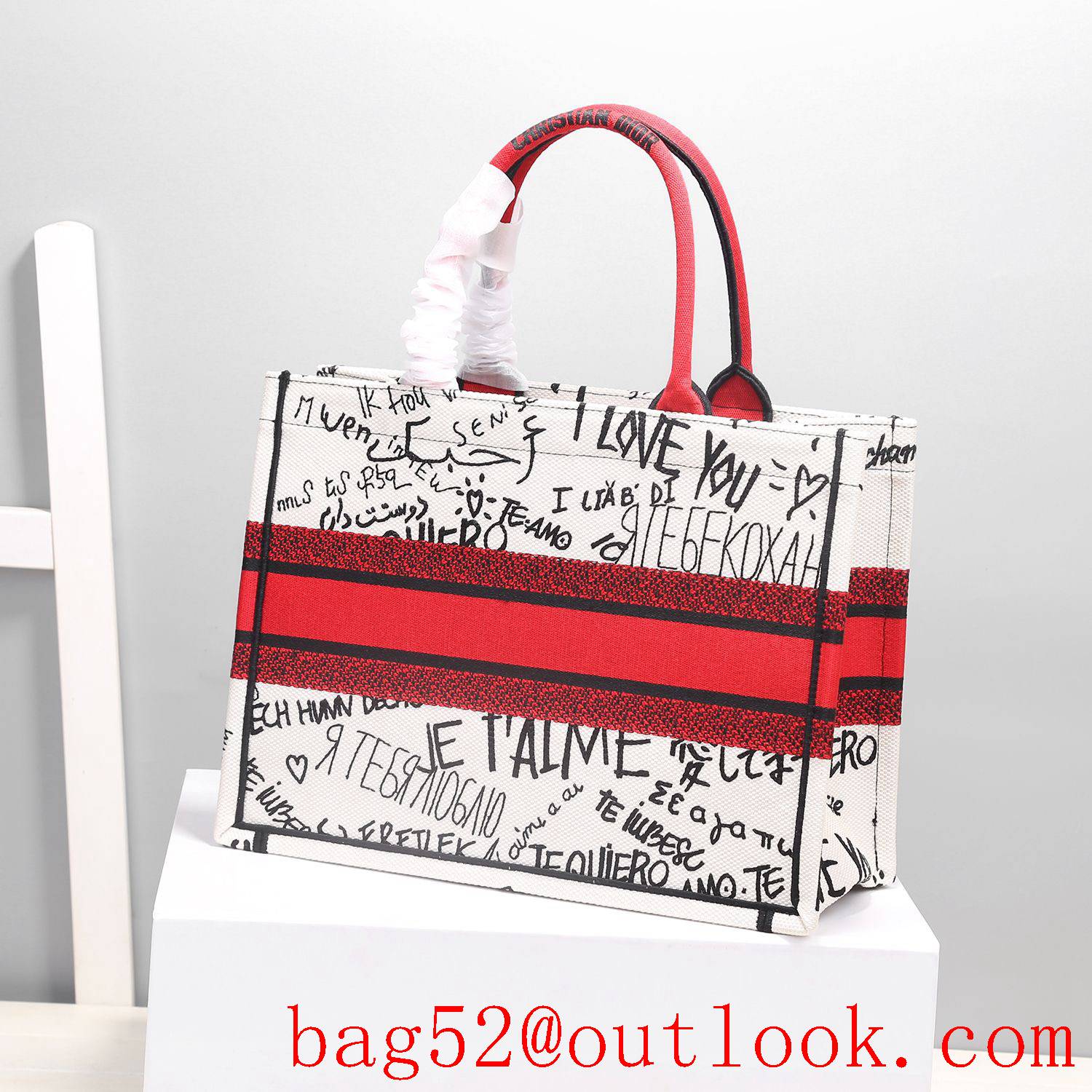 Dior red big heart Chinese Valentine's Day limited edition tote handbag