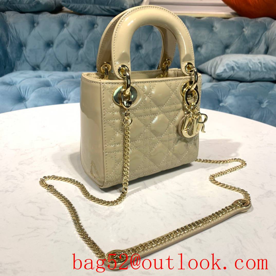 Dior Apricot Patent Leather Gold Buckle medium tote handbag