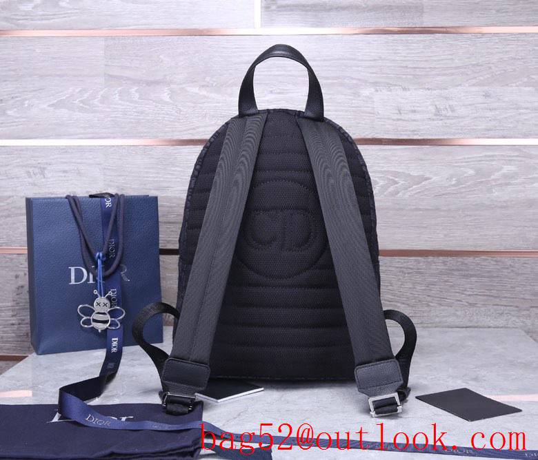 Dior Couple's Oblique Backpack Small Logo in Metal Vintage Print Pattern black backpack bag