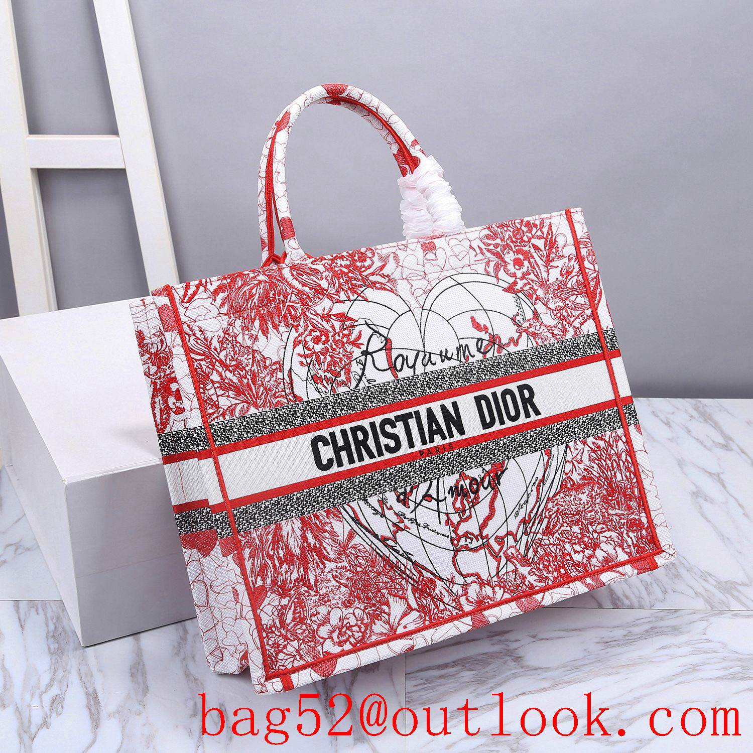 Dior red big heart Chinese Valentine's Day limited edition Dioramour book tote large handbag