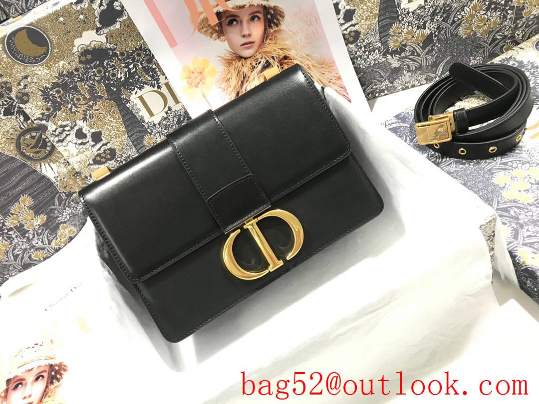 Dior Full leather inside and outside Flat 30 Montaigne flap black shoulder bag