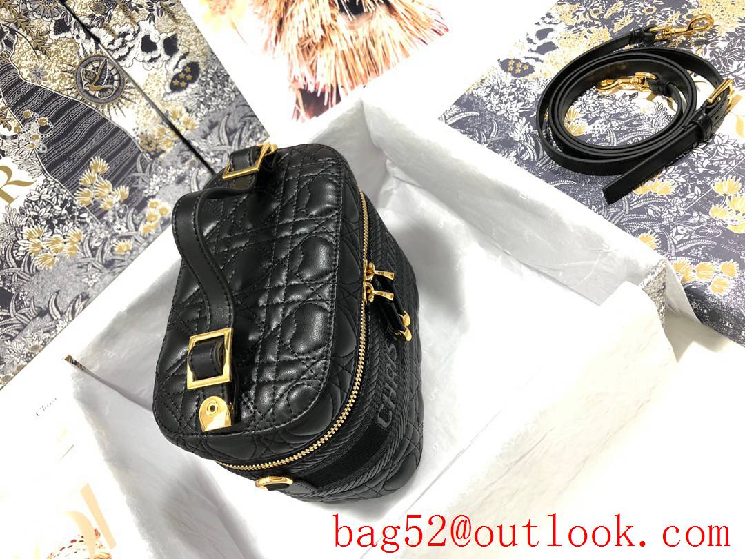 Dior Heart DiorTravel zippy tote crossbody shoulder handbag Embossed black cosmetic logo bag