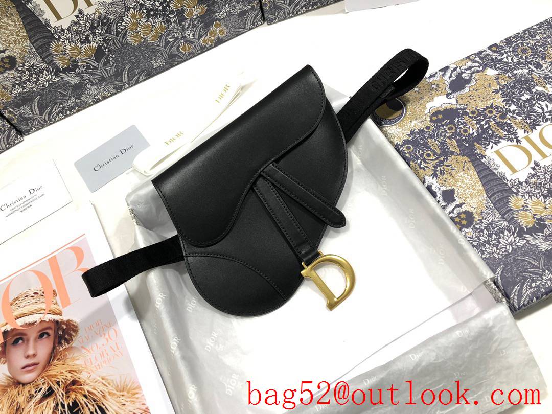 Dior Belt bag plain Saddle calfskin black shoulder bag