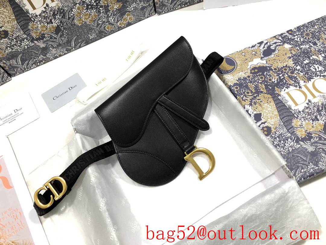 Dior Belt bag plain Saddle calfskin black shoulder bag