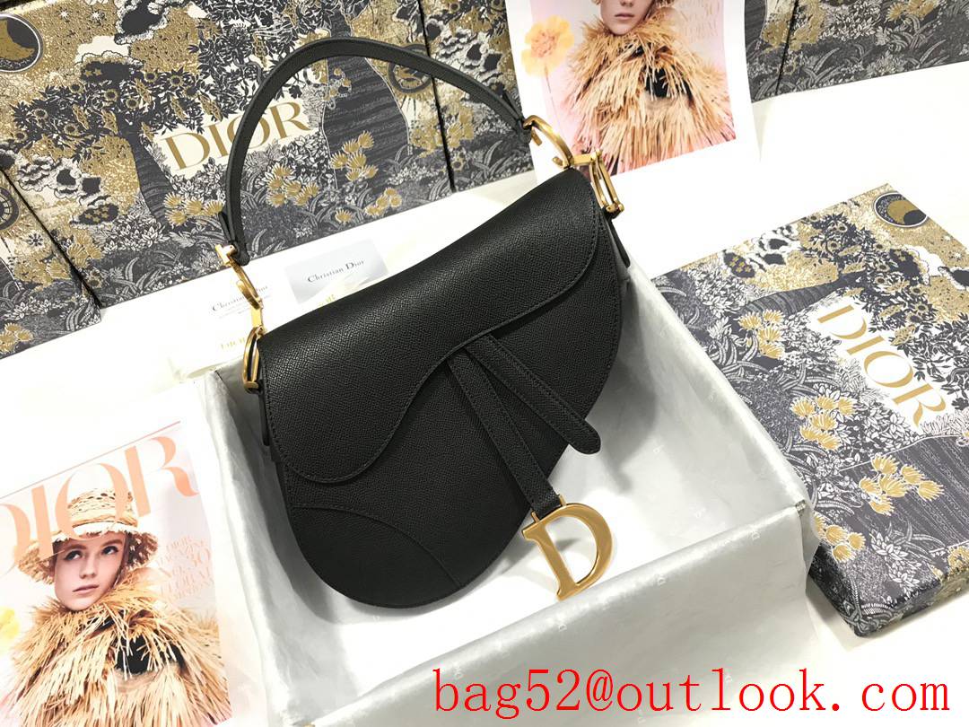 Dior large palm pattern black medium saddle CD" logo on the side of the handle shoulder bag
