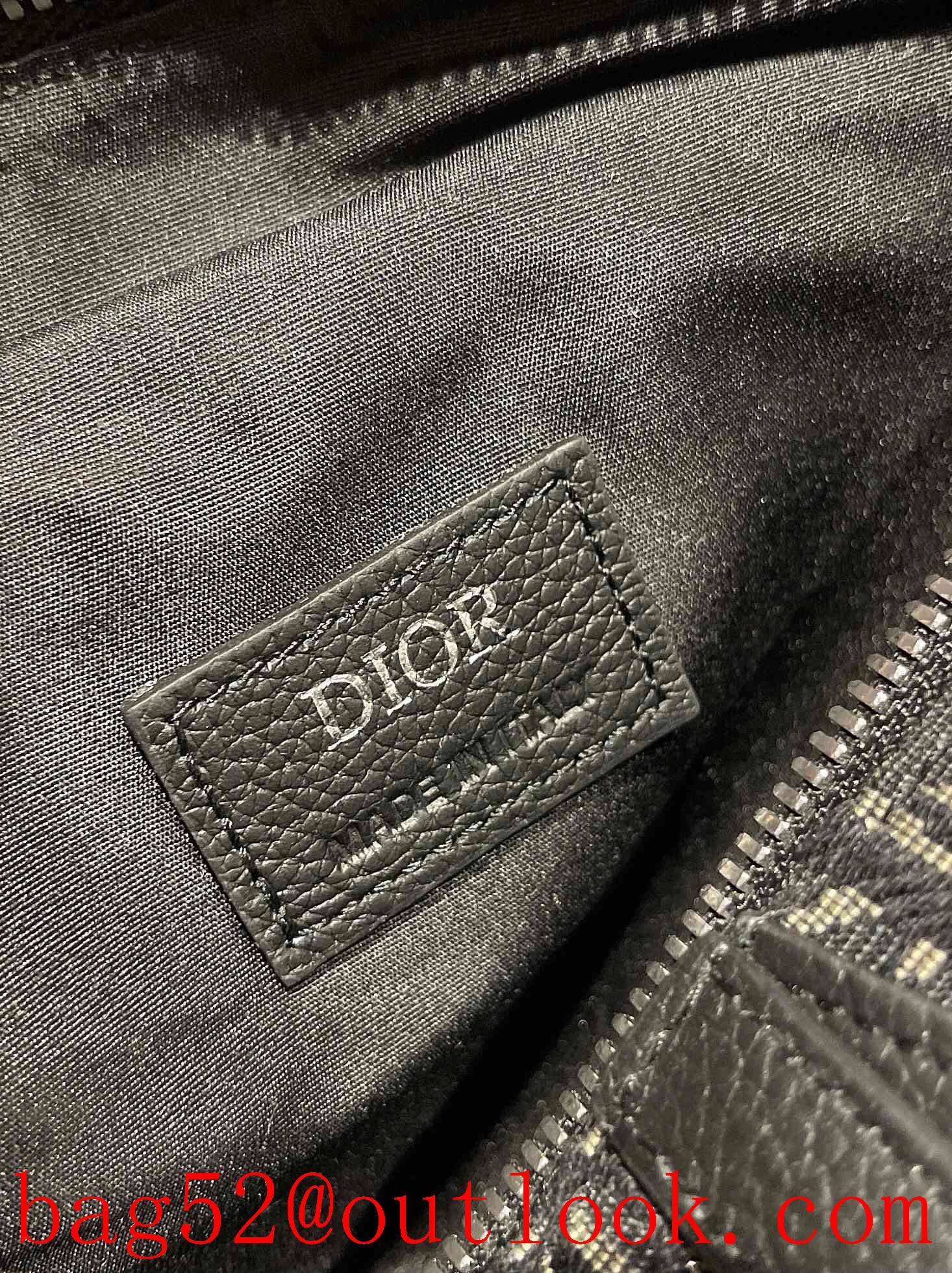 Dior men saddle black full logo special strap buckle shoulder crossbody handbag