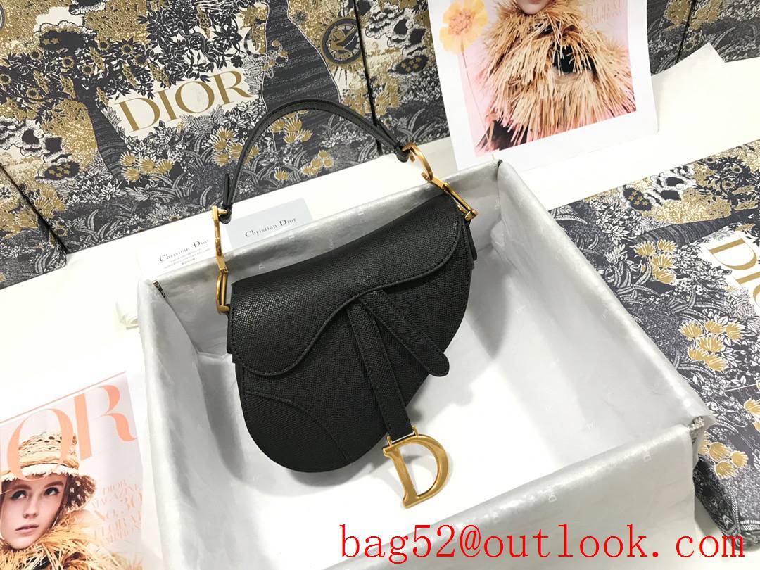 Dior palm pattern black medium saddle CD" logo on the side of the handle shoulder smaller bag