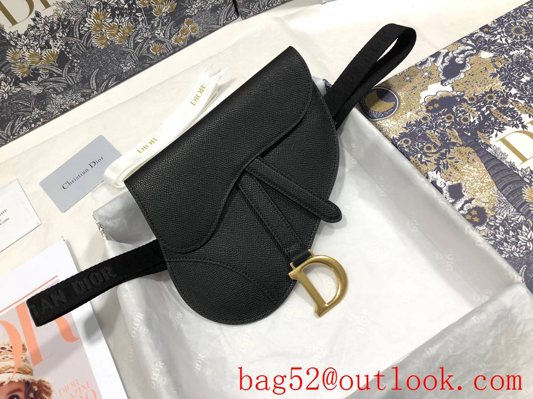 Dior Waist palm-print Saddle calfskin leather shoudler black bag