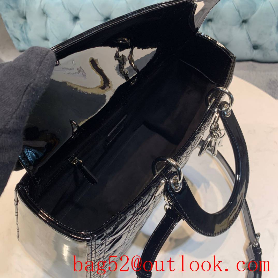 Dior medium black Lambskin with Classic Cannage Stitching seven Grid shoulder tote bag